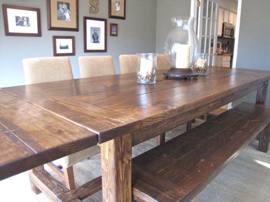 Farmhouse Table Finished Product with Extensions. www.tommyandellie 