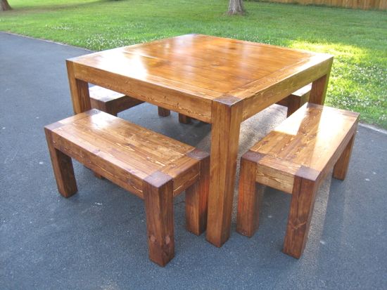 iTable and Benches. Square 4' Table. DIY. www.tommyandellie.com