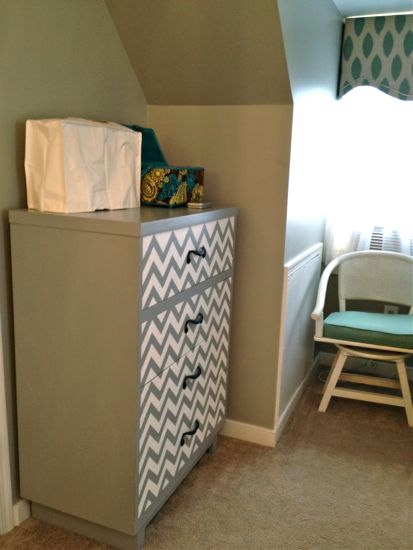 Taking a plain dresser and mixing it up with Chevron. www.tommyandellie.com