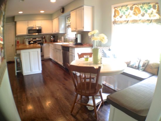 Kitchen Island. Board and Batten Style with matching window bench. www.tommyandellie.com