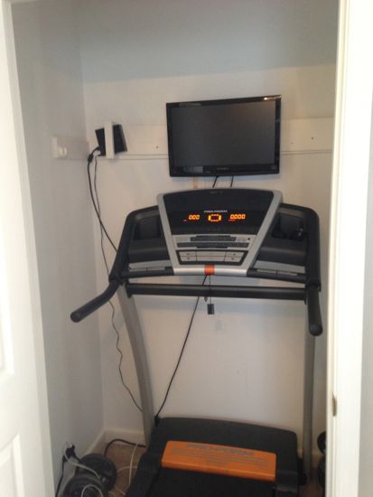 Closet turned into a Treadmill/Work-Out Closet. www.tommyandellie.com