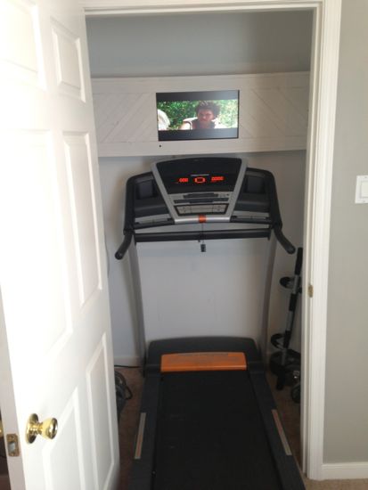 Closet turned into a Treadmill/Work-Out Closet. www.tommyandellie.com