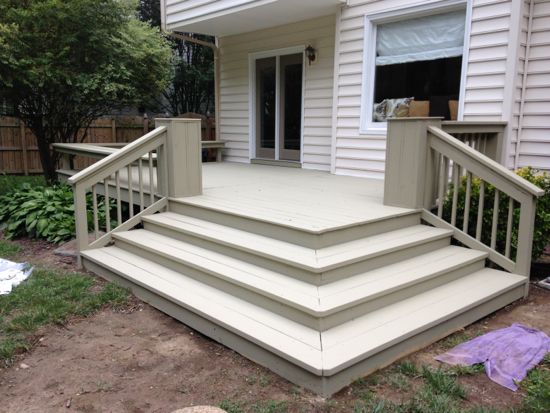 The stairs and deck painted with one coat of DeckOver