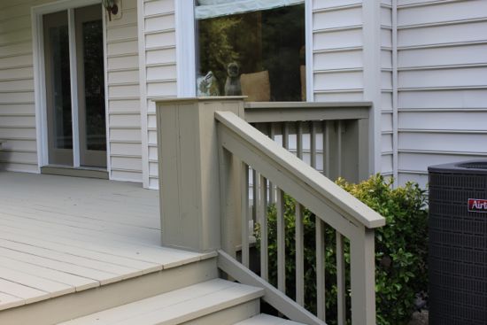 Close Up of planter box, handrail, and serving table