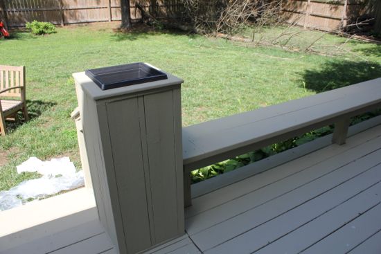 Close up of other planter box, handrail, and bench