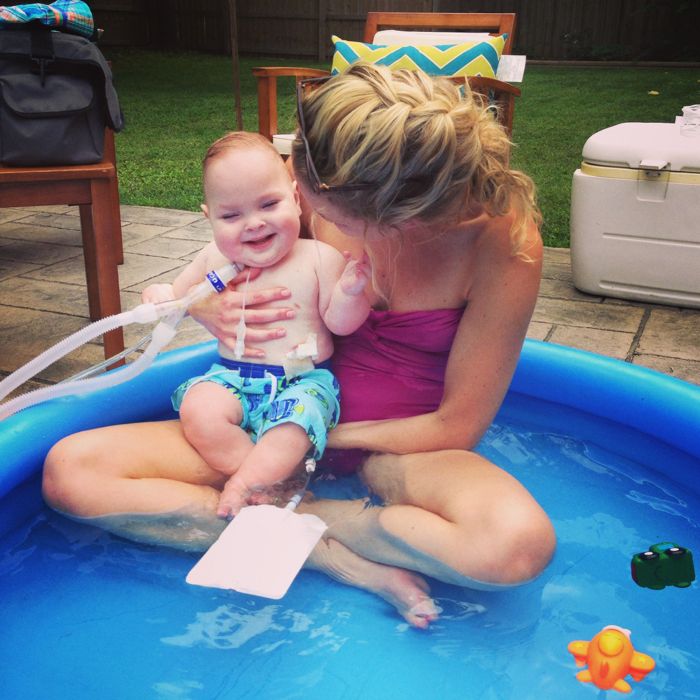 Tucker Sibiga. Baby pool time with mom